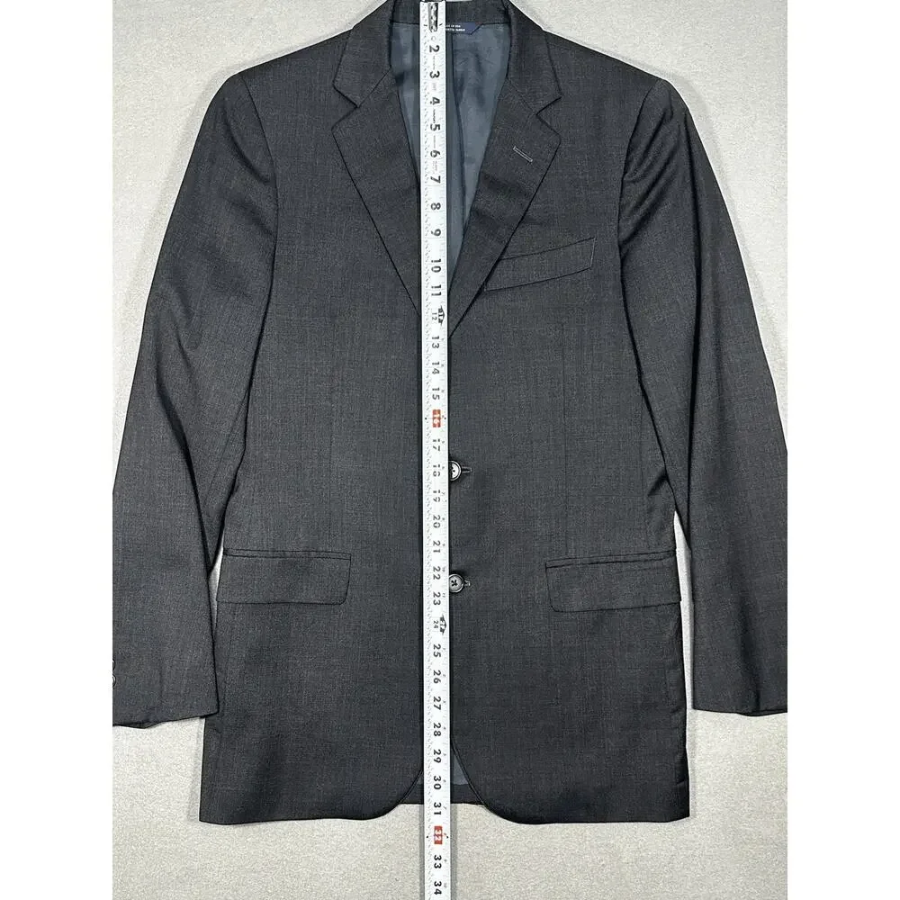 Brooks Brothers Navy Blue Wool Plaid Sports Coat, 36R Excellent Condition